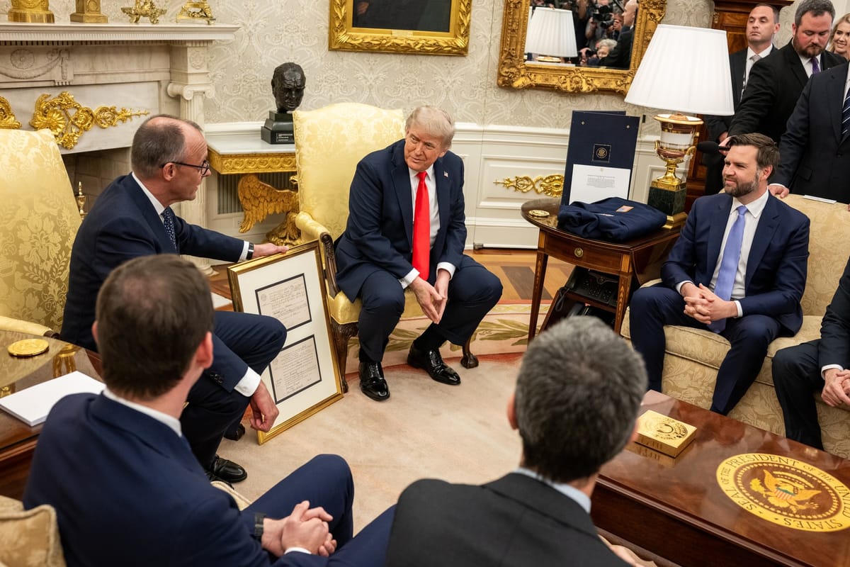German Chancellor Friedrich Merz with US President Donald Trump in the Oval Office
