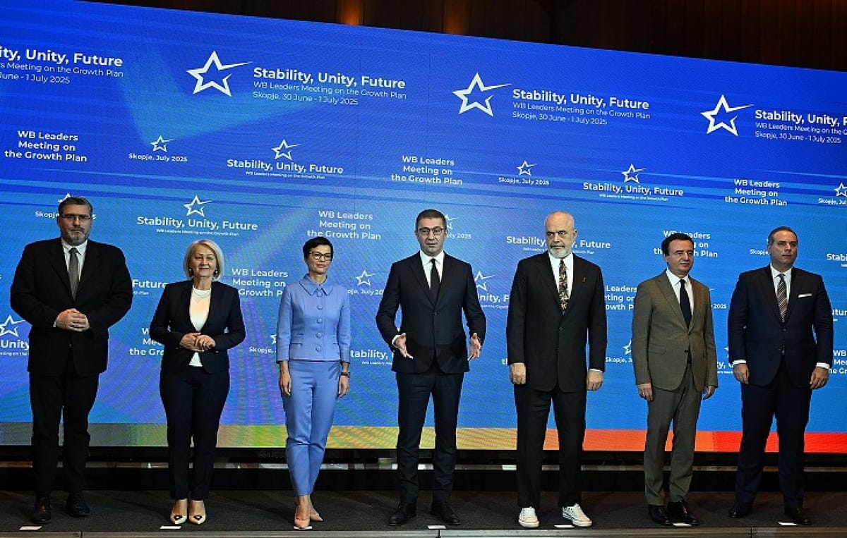 EU Commissioner Marta Kos and the WB6 leaders of Albania, Bosnia and Herzegovina, Kosovo, Montenegro, North Macedonia and Serbia