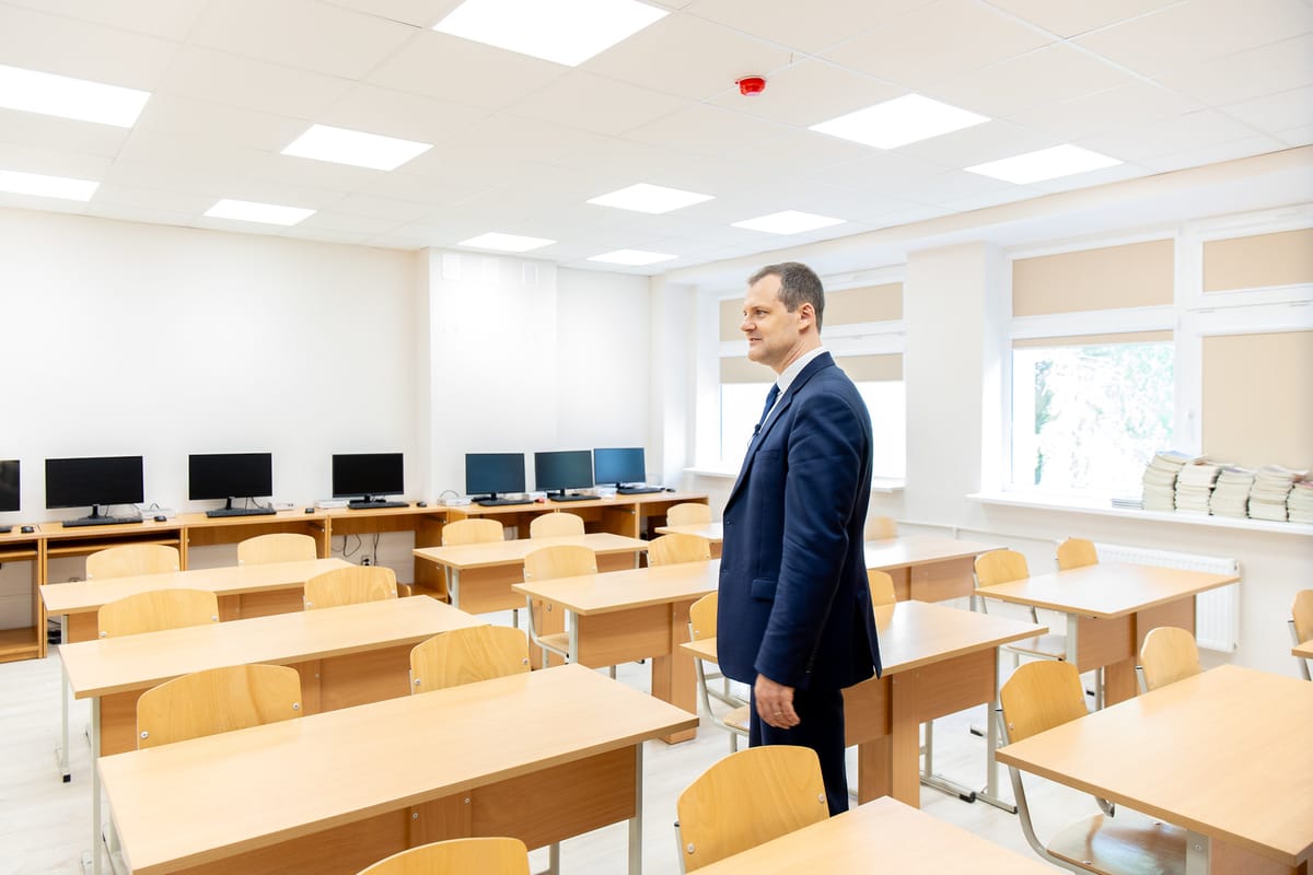 Lithuanian Prime Minister Gintautas Paluckas in Mazeikiai, north-west Lithuania