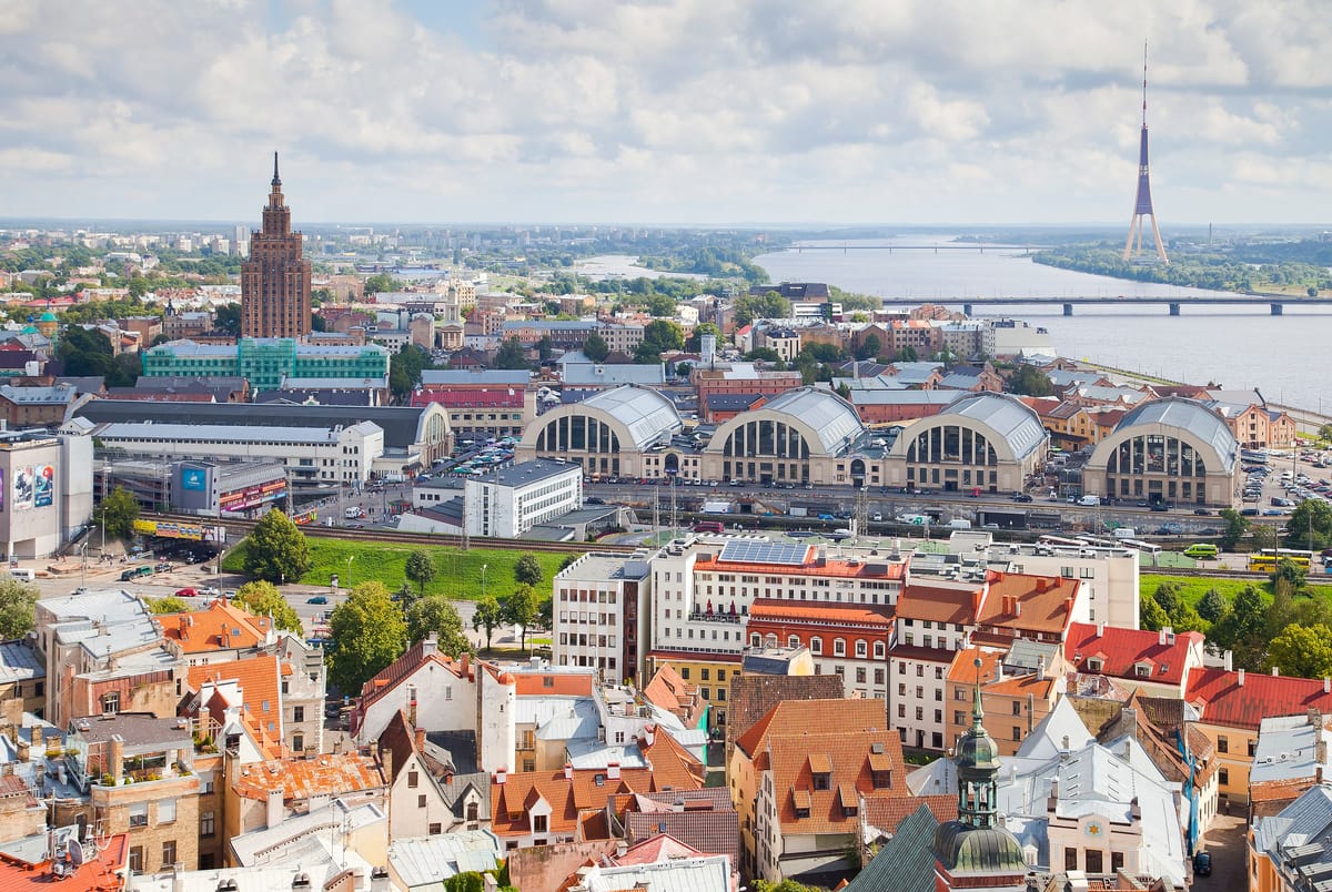 The Latvian capital of Riga from St Peter's Church