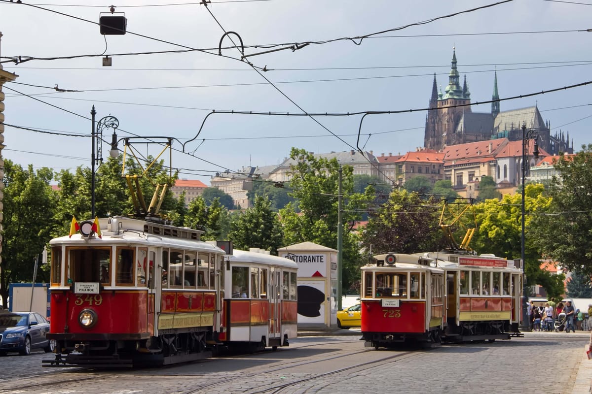 Illustration of tram infrastructure in Prague