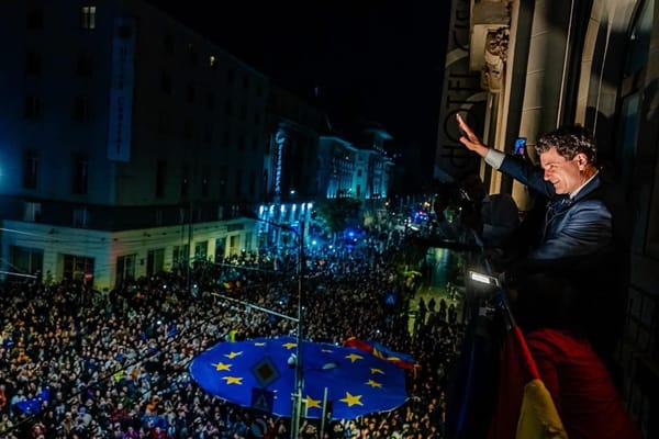  Nicusor Dan celebrates his election victory