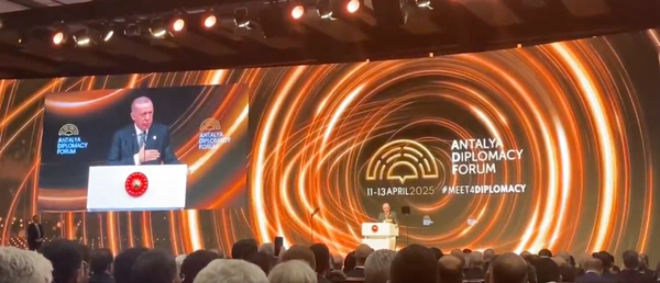 Turkish President Erdogan speaking at Antalya Diplomacy Forum
