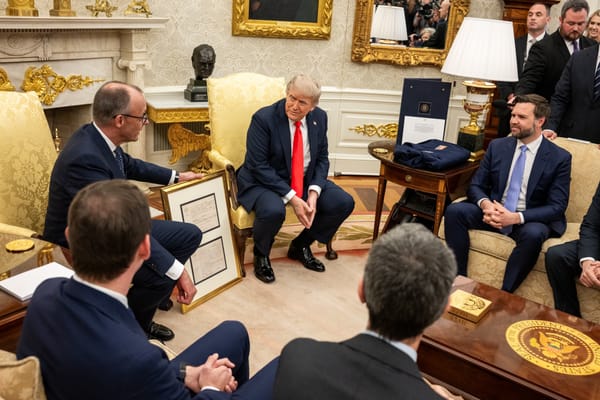 German Chancellor Friedrich Merz with US President Donald Trump in the Oval Office