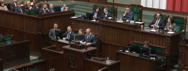 Prime Minister Donald Tusk's gives a statement to the Polish Parliament